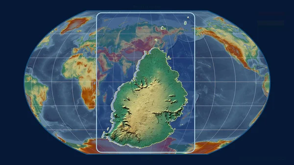Vista Ampliada Del Contorno Mauricio Con Líneas Perspectiva Contra Mapa — Foto de Stock