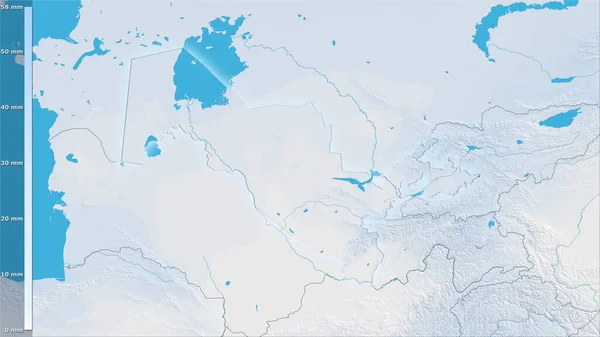 Precipitação Mês Mais Seco Dentro Área Uzbequistão Projeção Estereográfica Com — Fotografia de Stock