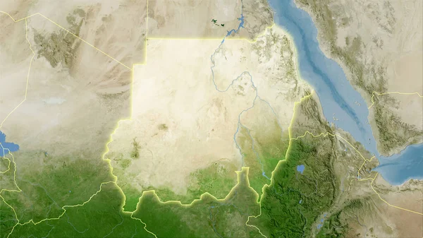 Sudão Área Mapa Satélite Projeção Estereográfica Composição Bruta Camadas Raster — Fotografia de Stock