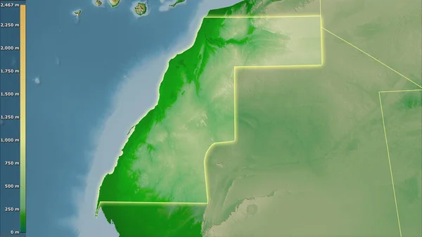 Mapa Físico Dentro Zona Del Sáhara Occidental Proyección Estereográfica Con — Foto de Stock