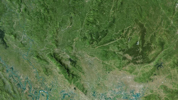 ベトナムのタイ グエン州 衛星画像 形状は その国の領域に対して概説 3Dレンダリング — ストック写真