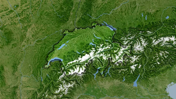 Obszar Szwajcarii Mapie Satelitarnej Projekcji Stereograficznej Surowa Kompozycja Warstw Rastrowych — Zdjęcie stockowe