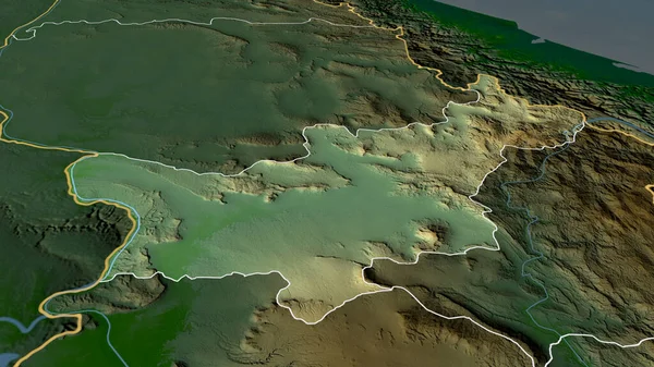 サラバン ラオスの州が拡大し 強調した 主な物理的な風景機能 3Dレンダリング — ストック写真