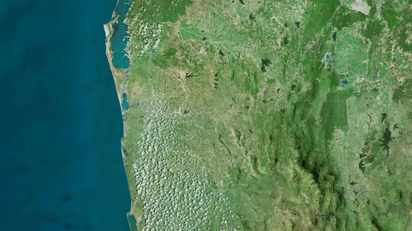 Kurunegala 斯里兰卡地区 卫星图像 形状与它的国家相对应 3D渲染 — 图库照片