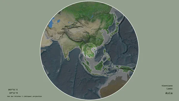 Area Del Laos Segnata Con Cerchio Sulla Mappa Larga Scala — Foto Stock