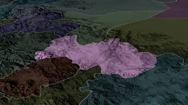 Bayda Gobernación Yemen Acercó Destacó Mapa Coloreado Tocado División Administrativa — Foto de Stock