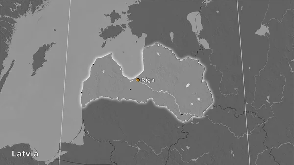 Obszar Łotwy Dwupoziomowej Mapie Wysokości Projekcji Stereograficznej Kompozycja Główna — Zdjęcie stockowe
