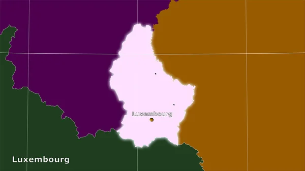 Luxembourg Area Administrative Divisions Map Stereographic Projection Main Composition — Stock Photo, Image