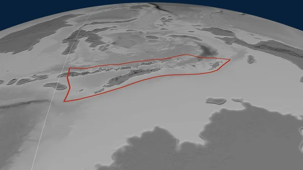 Тиморская Тектоническая Плита Очерченная Земном Шаре Grayscale Elevation Map Рендеринг — стоковое фото