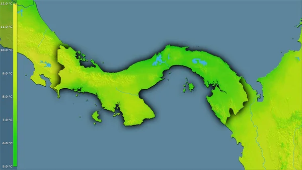 Variation Moyenne Température Diurne Dans Région Panama Dans Projection Stéréographique — Photo