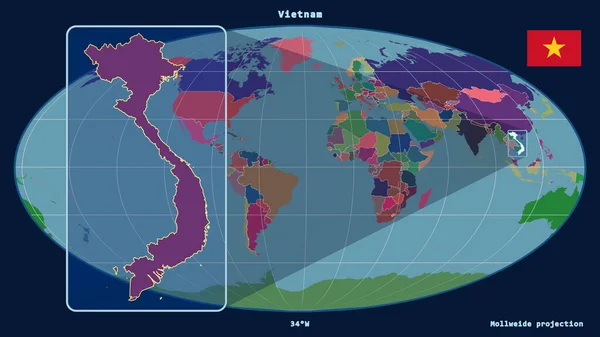 Inzoomd Met Het Oog Vietnam Schets Met Perspectief Lijnen Tegen — Stockfoto