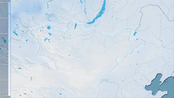 Precipitazione Del Quartiere Più Freddo Della Mongolia Nella Proiezione Stereografica — Foto Stock