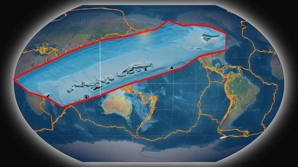 Шетландская Тектоническая Плита Экструдирована Представлена Глобальной Топографической Карте Каврайской Проекции — стоковое фото