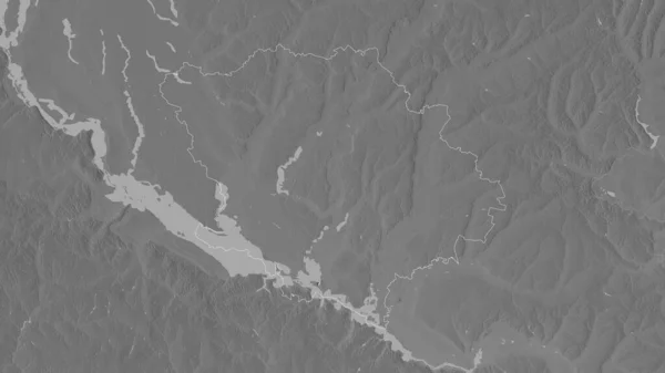 Poltava Région Ukraine Carte Échelle Grise Avec Lacs Rivières Forme — Photo