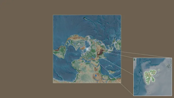 바드의 확장되고 지역은 세계의 지도에서 프레임의 모서리를 연결하는 라인으로 추출되었다 — 스톡 사진