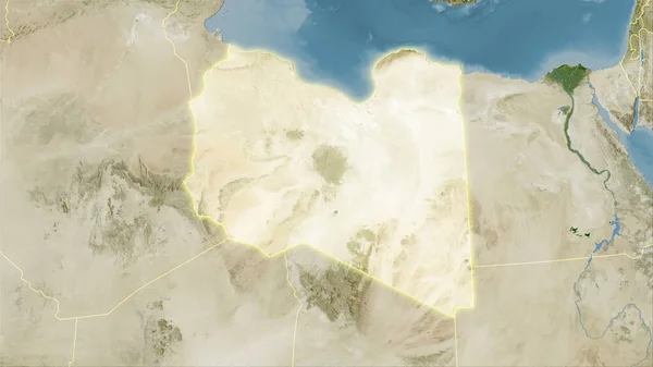 Zone Libyenne Sur Carte Satellite Dans Projection Stéréographique Composition Brute — Photo
