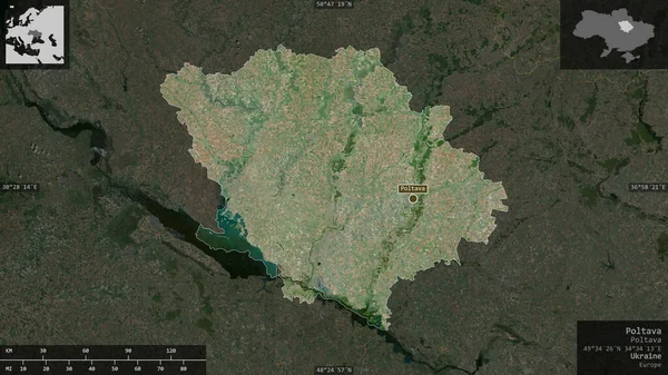 Полтава Область Украины Спутниковые Снимки Форма Представленная Территории Страны Информативными — стоковое фото