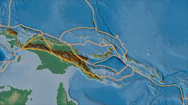 Tectonic Plattor Gränser Relief Kartan Över Områden Närheten South Bismarck — Stockfoto