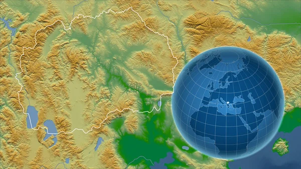 Macedonia Globo Con Forma Del Paese Contro Mappa Ingrandita Con — Foto Stock