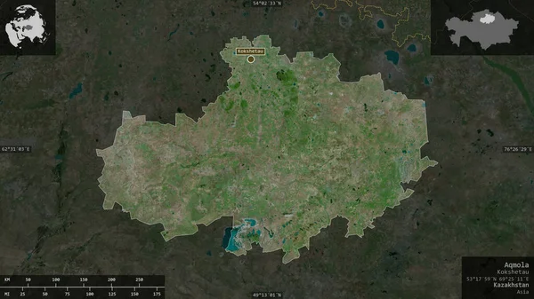 Акмола Область Казахстана Спутниковые Снимки Форма Представленная Территории Страны Информативными — стоковое фото