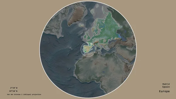 Bereich Von Spanien Mit Einem Kreis Auf Der Großformatigen Landkarte — Stockfoto