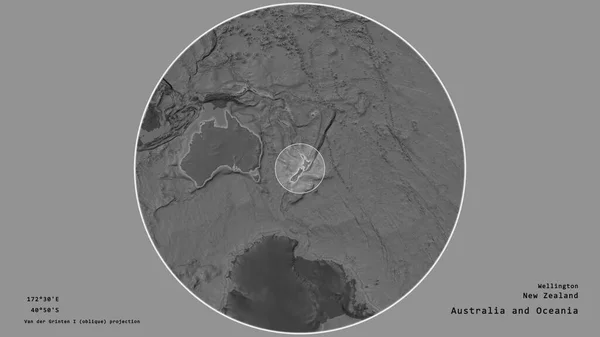 Zona Nueva Zelanda Marcada Con Círculo Mapa Gran Escala Del — Foto de Stock