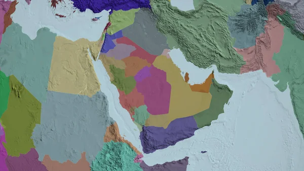 Саудовская Аравия Увеличилась Стала Соседствовать Цветная Карта Административного Деления Рендеринг — стоковое фото