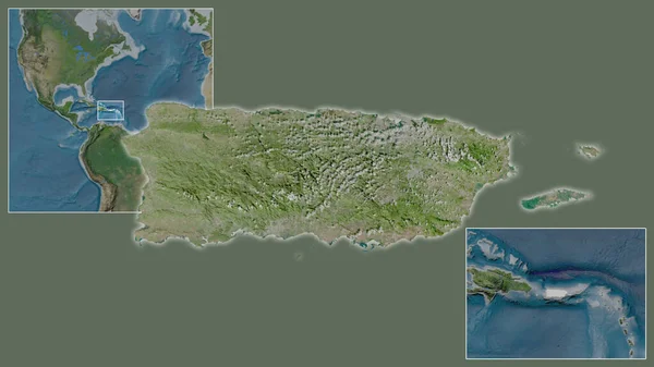 Primer Plano Puerto Rico Ubicación Región Centro Mapa Mundial Gran — Foto de Stock