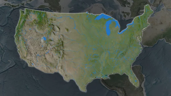 Área Continental Los Estados Unidos Agrandó Brilló Sobre Fondo Oscuro —  Fotos de Stock
