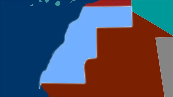 Área Saara Ocidental Mapa Divisões Administrativas Projeção Estereográfica Composição Bruta — Fotografia de Stock