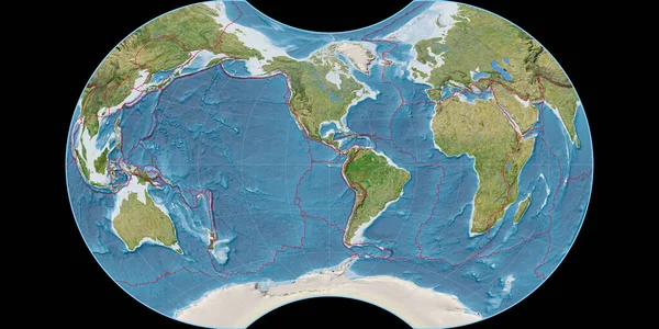 Mappa Del Mondo Nella Proiezione Globulare Apparente Maurer Centrata Sulla — Foto Stock