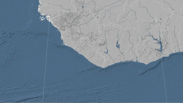 라이베리아와 이웃들 입니다 원초적 아무런 윤곽도 Grayscale Elevation Map — 스톡 사진