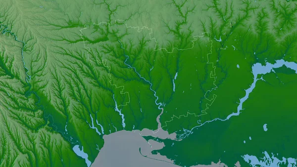 Mykolayiv Región Ucrania Datos Sombreado Colores Con Lagos Ríos Forma — Foto de Stock