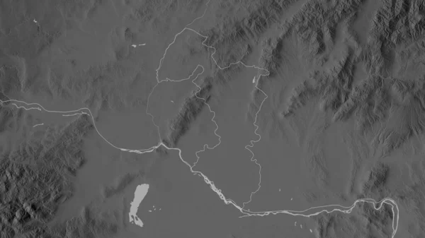 Trnavsky Región Eslovaquia Mapa Escala Grises Con Lagos Ríos Forma — Foto de Stock