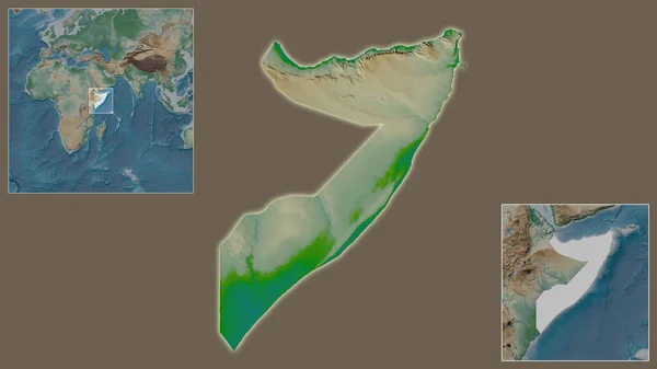 Крупный План Сомали Расположение Регионе Центре Крупномасштабной Карты Мира Цветовая — стоковое фото