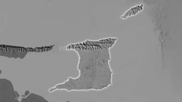 Área Trinidad Tobago Mapa Elevação Bilevel Projeção Estereográfica Composição Bruta — Fotografia de Stock