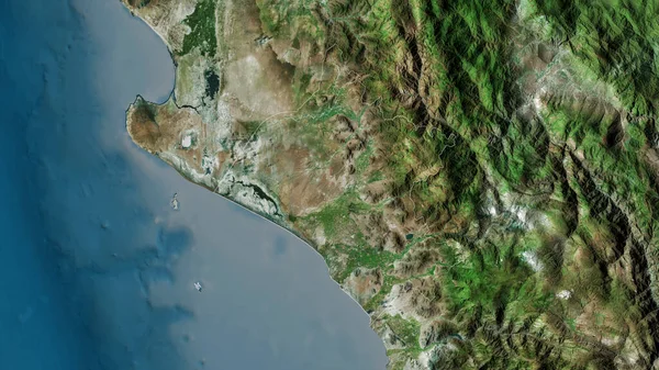 Lambayeque Regionen Peru Satellitbilder Form Som Skisseras Mot Dess Landområde — Stockfoto