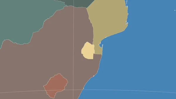 Swaziland Zijn Buurt Afstandelijk Schuin Perspectief Geen Contouren Kleurkaart Van — Stockfoto