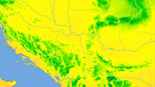 Area Della Serbia Sulla Mappa Annuale Della Temperatura Nella Proiezione — Foto Stock