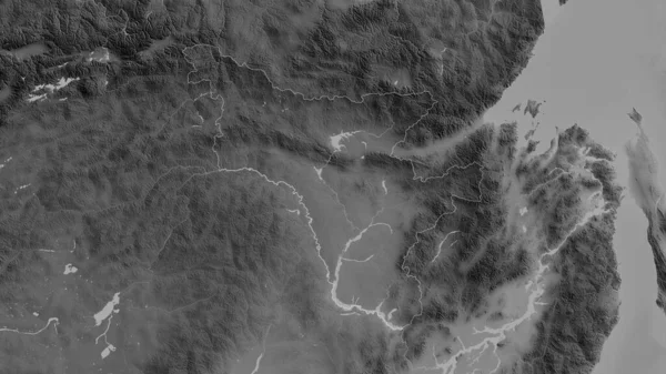 Amur Región Rusia Mapa Escala Grises Con Lagos Ríos Forma — Foto de Stock