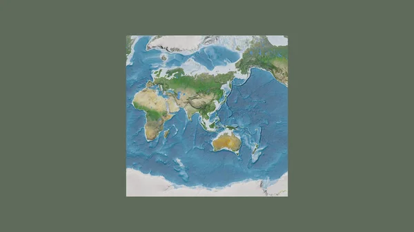 Square Frame Large Scale Map World Oblique Van Der Grinten — Stock Photo, Image