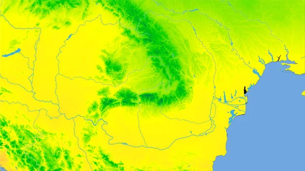 Rumäniens Gebiet Auf Der Jährlichen Temperaturkarte Der Stereographischen Projektion Rohzusammensetzung — Stockfoto