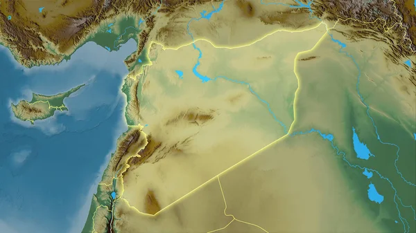 Syrien Gebiet Auf Der Topographischen Reliefkarte Der Stereographischen Projektion Rohe — Stockfoto