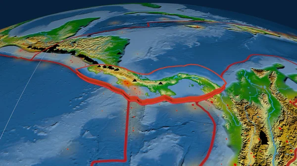 Panamská Tektonická Deska Vytlačila Zeměkouli Fyzickou Mapu Barev Vykreslování — Stock fotografie