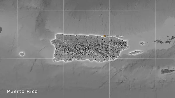 Área Porto Rico Mapa Elevação Bilevel Projeção Estereográfica Composição Principal — Fotografia de Stock