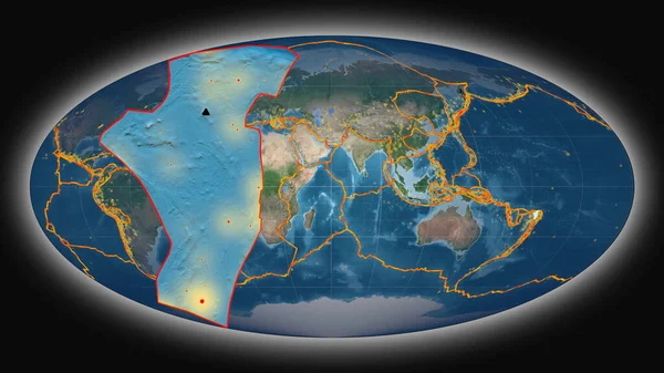 Тектонічна Плита Ніуафу Була Витягнута Представлена Проти Глобального Супутникового Знімку — стокове фото