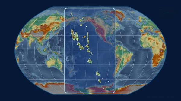 Zoomed View Vanuatu Outline Perspective Lines Global Map Kavrayskiy Projection — Stock Photo, Image