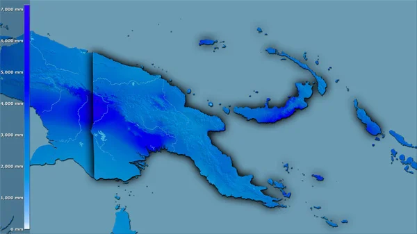 Årlig Nederbörd Inom Papua Nya Guinea Området Stereografisk Projektion Med — Stockfoto