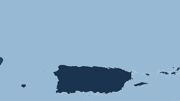 Puerto Rico Close Perspective Country Outline Shapes Only Land Ocean — Stock Photo, Image