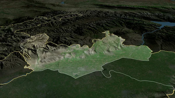 ナンガン ウズベキスタンの地域が拡大し 強調した 衛星画像 3Dレンダリング — ストック写真